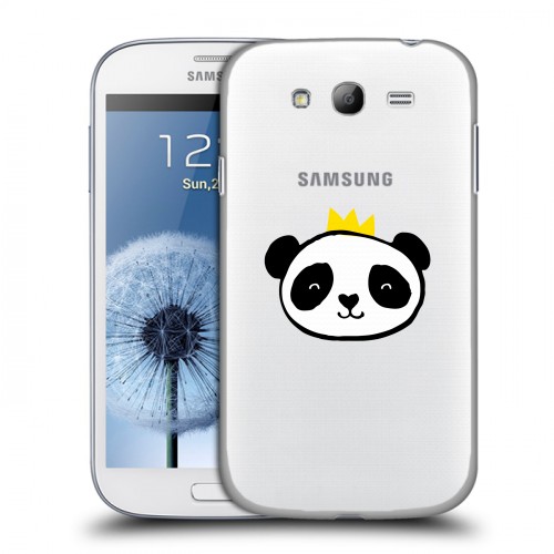 Полупрозрачный дизайнерский пластиковый чехол для Samsung Galaxy Grand Прозрачные панды - смайлики
