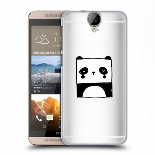 Полупрозрачный дизайнерский пластиковый чехол для HTC One E9+ Прозрачные панды - смайлики