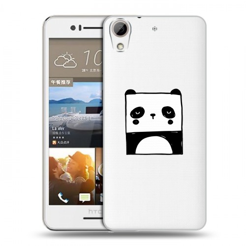 Полупрозрачный дизайнерский пластиковый чехол для HTC Desire 728 Прозрачные панды - смайлики