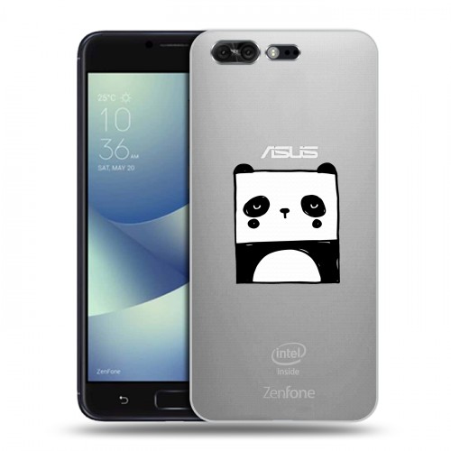 Полупрозрачный дизайнерский пластиковый чехол для ASUS ZenFone 4 Pro Прозрачные панды - смайлики