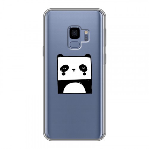 Полупрозрачный дизайнерский пластиковый чехол для Samsung Galaxy S9 Прозрачные панды - смайлики
