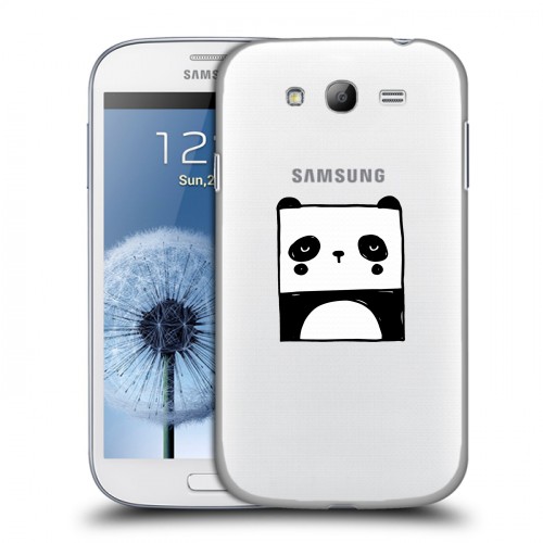 Полупрозрачный дизайнерский пластиковый чехол для Samsung Galaxy Grand Прозрачные панды - смайлики
