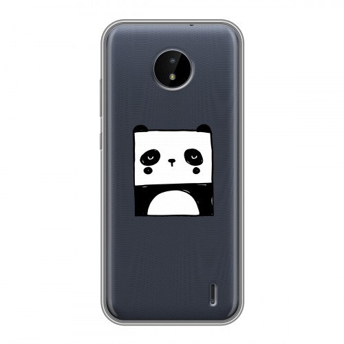 Полупрозрачный дизайнерский пластиковый чехол для Nokia C20 Прозрачные панды - смайлики