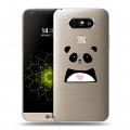 Полупрозрачный дизайнерский пластиковый чехол для LG G5 Прозрачные панды - смайлики