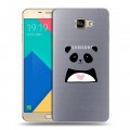 Полупрозрачный дизайнерский пластиковый чехол для Samsung Galaxy A9 Прозрачные панды - смайлики