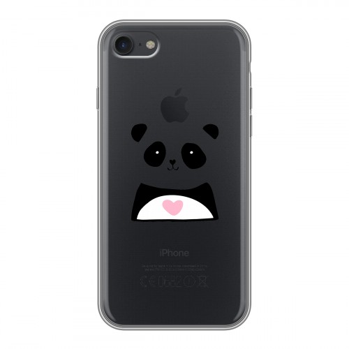 Полупрозрачный дизайнерский силиконовый с усиленными углами чехол для Iphone 7 Прозрачные панды - смайлики