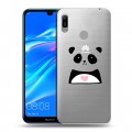 Полупрозрачный дизайнерский пластиковый чехол для Huawei Y6 (2019) Прозрачные панды - смайлики