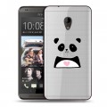 Полупрозрачный дизайнерский пластиковый чехол для HTC Desire 700 Прозрачные панды - смайлики