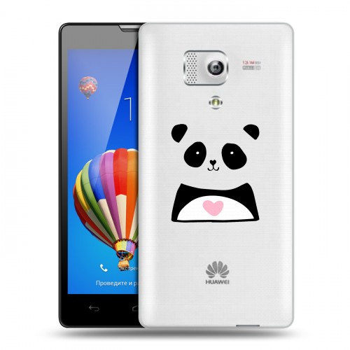 Полупрозрачный дизайнерский пластиковый чехол для Huawei Honor 3 Прозрачные панды - смайлики
