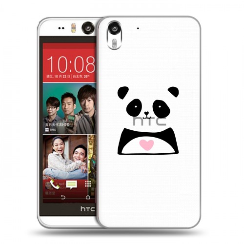 Полупрозрачный дизайнерский силиконовый чехол для HTC Desire Eye Прозрачные панды - смайлики