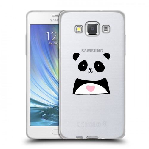 Полупрозрачный дизайнерский пластиковый чехол для Samsung Galaxy A5 Прозрачные панды - смайлики