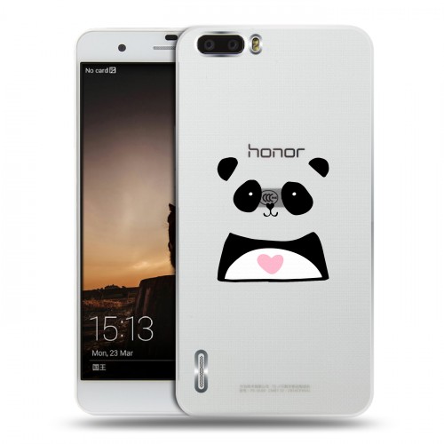 Полупрозрачный дизайнерский силиконовый чехол для Huawei Honor 6 Plus Прозрачные панды - смайлики