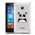 Полупрозрачный дизайнерский пластиковый чехол для Microsoft Lumia 435 Прозрачные панды - смайлики