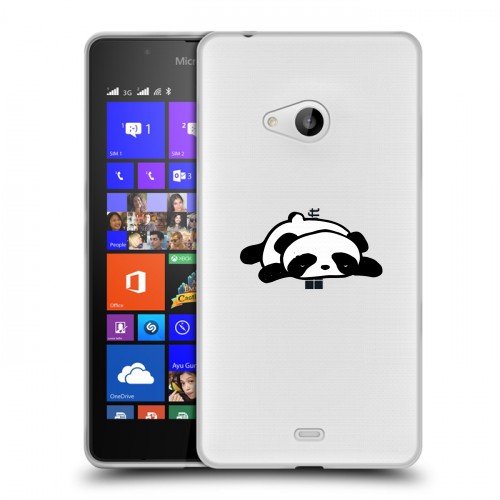 Полупрозрачный дизайнерский пластиковый чехол для Microsoft Lumia 540 Прозрачные панды - смайлики