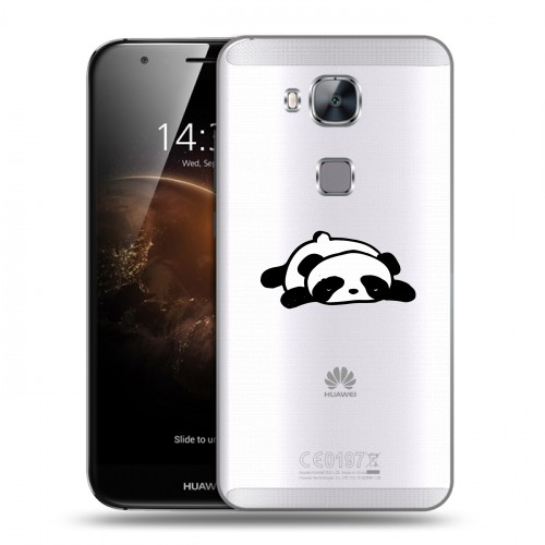 Полупрозрачный дизайнерский силиконовый чехол для Huawei G8 Прозрачные панды - смайлики