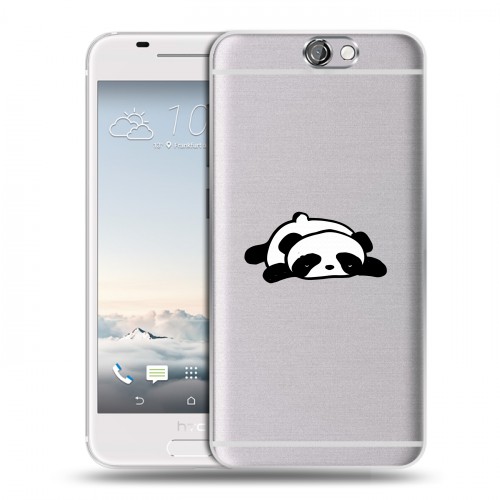 Полупрозрачный дизайнерский силиконовый чехол для HTC One A9 Прозрачные панды - смайлики