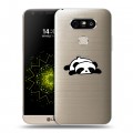 Полупрозрачный дизайнерский пластиковый чехол для LG G5 Прозрачные панды - смайлики