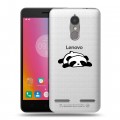 Полупрозрачный дизайнерский силиконовый чехол для Lenovo K6 Прозрачные панды - смайлики