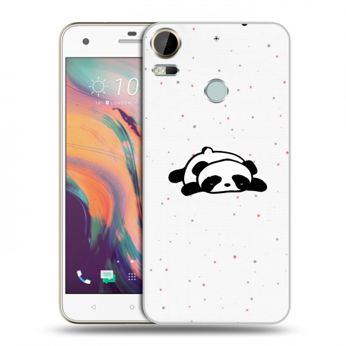 Полупрозрачный дизайнерский пластиковый чехол для HTC Desire 10 Pro Прозрачные панды - смайлики