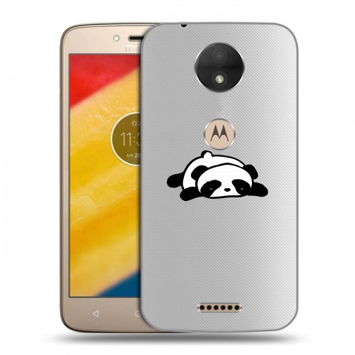 Полупрозрачный дизайнерский пластиковый чехол для Motorola Moto C Прозрачные панды - смайлики