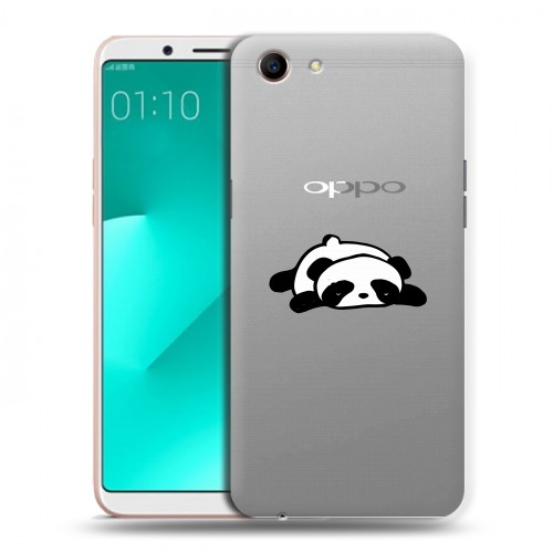 Полупрозрачный дизайнерский пластиковый чехол для OPPO A83 Прозрачные панды - смайлики