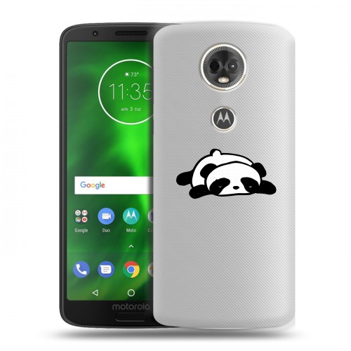 Полупрозрачный дизайнерский пластиковый чехол для Motorola Moto E5 Plus Прозрачные панды - смайлики