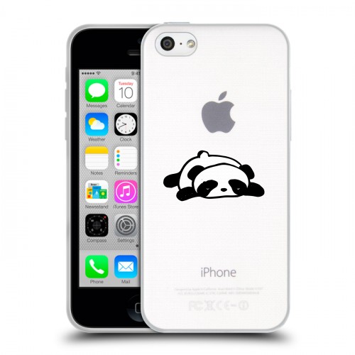 Полупрозрачный дизайнерский пластиковый чехол для Iphone 5c Прозрачные панды - смайлики