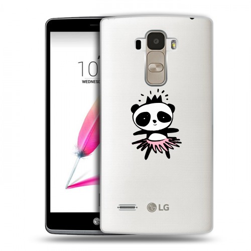 Полупрозрачный дизайнерский пластиковый чехол для LG G4 Stylus Прозрачные панды - смайлики