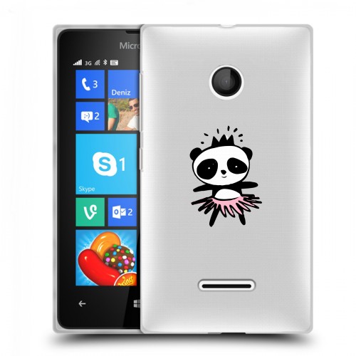 Полупрозрачный дизайнерский пластиковый чехол для Microsoft Lumia 435 Прозрачные панды - смайлики