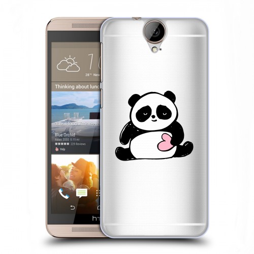 Полупрозрачный дизайнерский силиконовый чехол для HTC One E9+ Прозрачные панды - смайлики