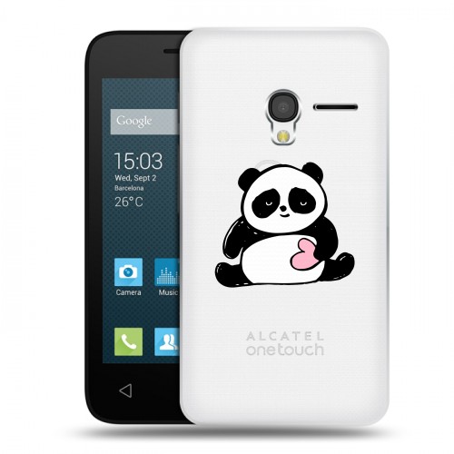 Полупрозрачный дизайнерский пластиковый чехол для Alcatel One Touch Pixi 3 (4.0) Прозрачные панды - смайлики