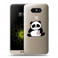 Полупрозрачный дизайнерский пластиковый чехол для LG G5 Прозрачные панды - смайлики