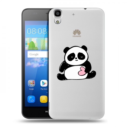 Полупрозрачный дизайнерский пластиковый чехол для Huawei Y6 Прозрачные панды - смайлики