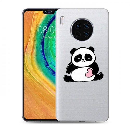 Полупрозрачный дизайнерский пластиковый чехол для Huawei Mate 30 Прозрачные панды - смайлики