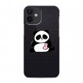 Полупрозрачный дизайнерский силиконовый с усиленными углами чехол для Iphone 12 Mini Прозрачные панды - смайлики