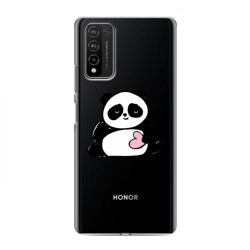 Полупрозрачный дизайнерский пластиковый чехол для Huawei Honor 10X Lite Прозрачные панды - смайлики