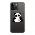 Полупрозрачный дизайнерский силиконовый чехол для Iphone 14 Pro Max Прозрачные панды - смайлики