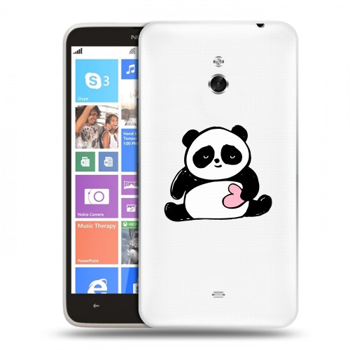 Полупрозрачный дизайнерский пластиковый чехол для Nokia Lumia 1320 Прозрачные панды - смайлики