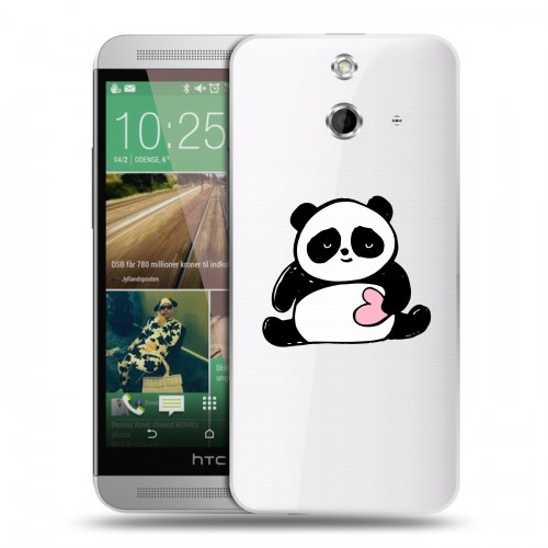 Полупрозрачный дизайнерский пластиковый чехол для HTC One E8 Прозрачные панды - смайлики