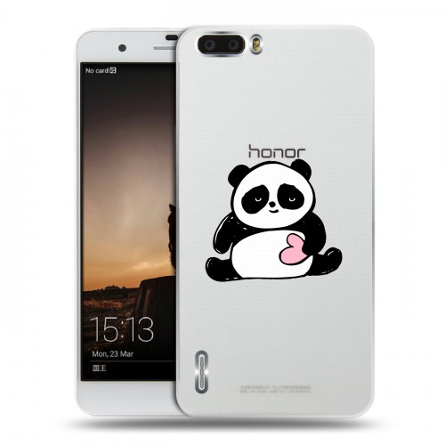 Полупрозрачный дизайнерский пластиковый чехол для Huawei Honor 6 Plus Прозрачные панды - смайлики