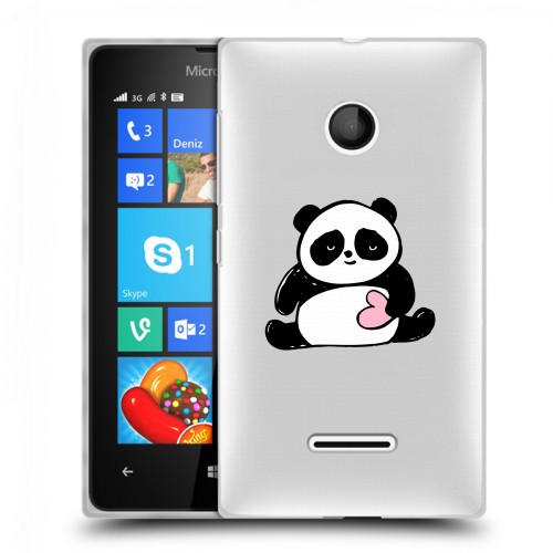 Полупрозрачный дизайнерский пластиковый чехол для Microsoft Lumia 435 Прозрачные панды - смайлики