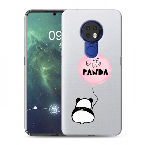Полупрозрачный дизайнерский пластиковый чехол для Nokia 6.2 Прозрачные панды - смайлики