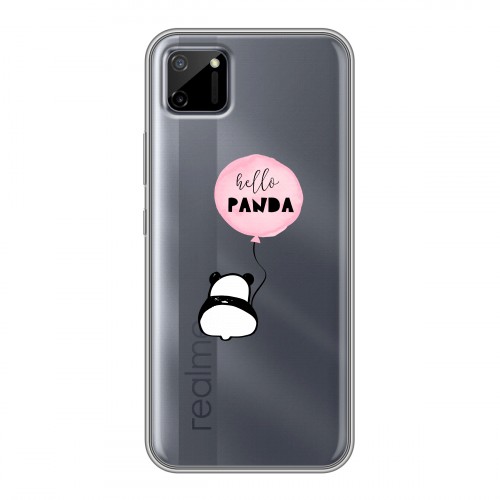 Полупрозрачный дизайнерский силиконовый чехол для Realme C11 Прозрачные панды - смайлики