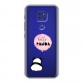 Полупрозрачный дизайнерский силиконовый чехол для Motorola Moto G9 Play Прозрачные панды - смайлики
