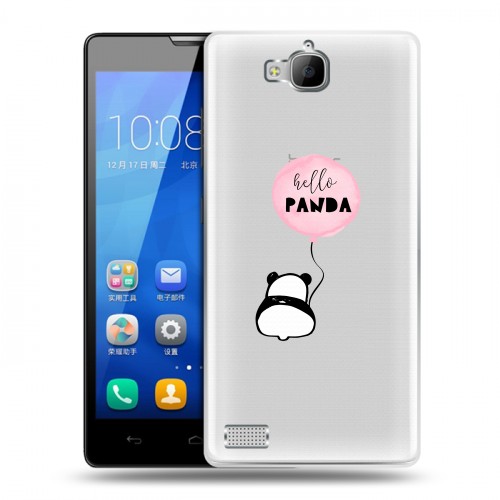 Полупрозрачный дизайнерский пластиковый чехол для Huawei Honor 3c Прозрачные панды - смайлики