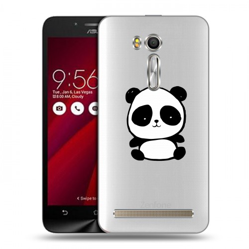 Полупрозрачный дизайнерский силиконовый чехол для ASUS Zenfone Go 5.5 Прозрачные панды - смайлики