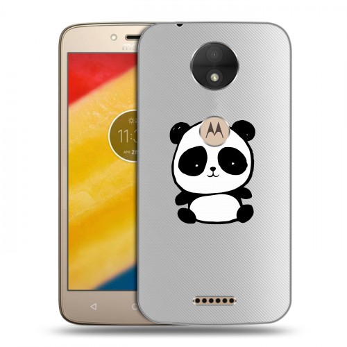 Полупрозрачный дизайнерский силиконовый чехол для Motorola Moto C Прозрачные панды - смайлики