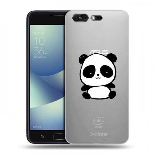 Полупрозрачный дизайнерский пластиковый чехол для ASUS ZenFone 4 Pro Прозрачные панды - смайлики
