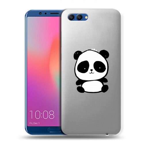 Полупрозрачный дизайнерский пластиковый чехол для Huawei Honor View 10 Прозрачные панды - смайлики