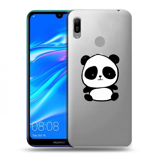 Полупрозрачный дизайнерский пластиковый чехол для Huawei Y6 (2019) Прозрачные панды - смайлики